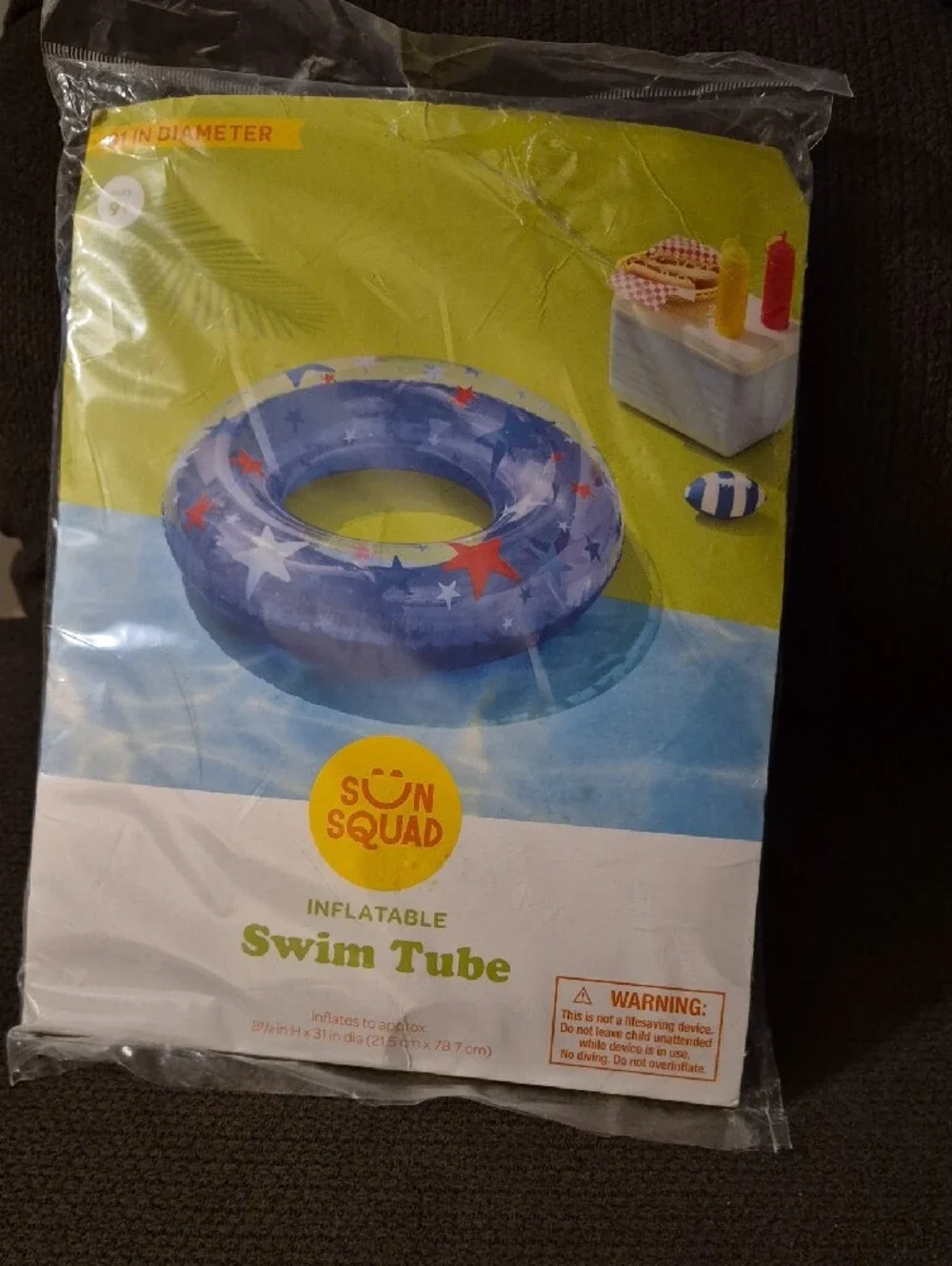 Sun Squad Inflatable Swim Tube - Blue with Stars Age 9+ 31